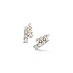 Pendientes de Barra Lineal Minimalistas de Oro Sólido de 14K y 18K de Dos Tonos Personalizados con Diamantes Cultivados en Laboratorio Certificados por IGI de 10 mm, Par, Fabricante - Product Image 1