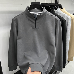 Spring Men's High-end Casual Solid Color <b>Top</b> 14 Zipper <b>Long</b> <b>Sleeved</b> Men's Hoodie New Loose Mock Neck Hoodie Sweatshirts - Product Image 4