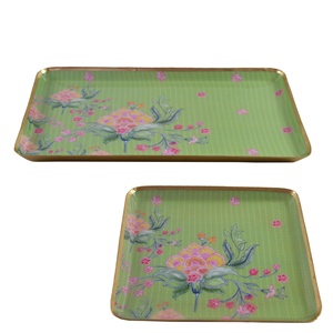 Luxury Gold Theme Metal Enamel Tray 2 Sizes <b>Kitchen</b> Accessories Serving Tray Wholesale Price Manufactured <b>Decorative</b> Purpose - Product Image 4