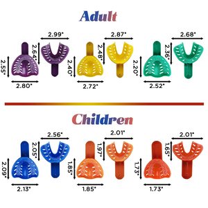 12 bandejas de impresión dental de 6 tamaños para adultos/niños, de plástico, soporte para dientes, suministro dental central para herramientas bucales - Product Image 2
