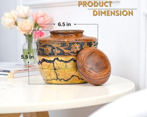 Urne funéraire en bois texturé artisanal avec couvercle fileté sécurisé pour cendres humaines, animaux (chiens, oiseaux, chats) – Urne commémorative de luxe - Product Image 4