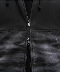 Sweat à capuche personnalisé vintage délavé effet soleil pour homme, fabrication OEM, coupe oversize, épais, 100 % coton, avec fermeture éclair et strass, idéal pour l'hiver - Product Image 6