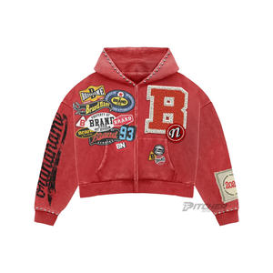 Hoodie graphique effet vieilli en coton épais coupe ample imprimé personnalisé pour homme streetwear - Product Image 5