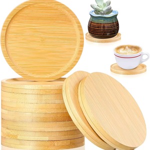 REHMAN CRAFT Natural Bamboo Coasters Raised Edge Heat-Resistant Handmade <b>Cup</b> <b>Mat</b> Set for Coffee Tea Home Kitchen Natural Wood - Product Image 1