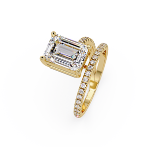 Emerald Cut Lab Grown Diamond <b>Ring</b> IGI Certified 1CT 2CT 3CT 14k Gold Open Wrap <b>Ring</b> for Women Wedding Band <b>Rings</b> Wholesale - Product Image 2
