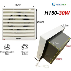 Ventilateur mural réversible Senko H150, ventilateur de ventilation à 2 voies, ventilateur d'admission et d'évacuation d'air pour la maison et la salle de bain - Product Image 2