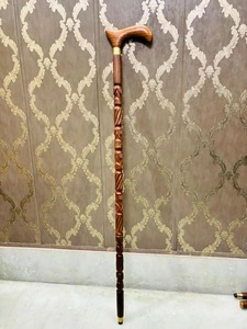 OLD WORLD TREASURE HANDICRAFTS Folding Wooden Walking <b>Stick</b> Rosewood & Brass Handle Polished Multifunction 37 Inch - Product Image 5