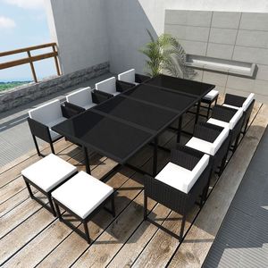 Ensemble de salle à manger d'extérieur noir et blanc pour usage en jardin - Product Image 1