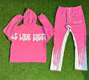 Ensembles personnalisés sérigraphie et broderie de détresse survêtements hommes ensembles deux pièces sweats à capuche survêtements pour hommes - Product Image 5