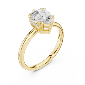 Bague de fiançailles en or jaune avec diamant de laboratoire taille poire brillant, sertie à griffes et design solitaire élégant pour mariée - Product Image 4