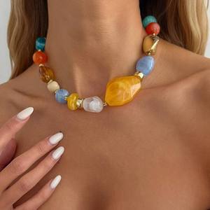Collar de Cuentas Irregulares de Resina Hecho a Mano, Multicolor, Joyería de Moda, Artesanía Fundida, para Mujeres y Niñas, el Más Vendido y de Mejor Calidad - Product Image 1