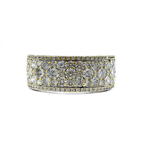 Usine directe bijoux Design à la mode haut de gamme 18k solide or jaune diamant naturel large bande anneau pavé réglage fête de mariage - Product Image 1