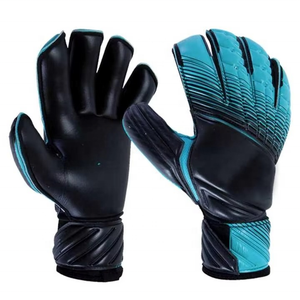 Gants de gardien de but en cuir bleu de qualité supérieure, prix de gros, antidérapants, respirants, personnalisables, pour le football professionnel - Product Image 3