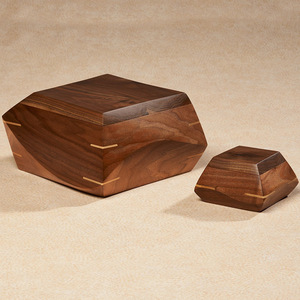 Handmade Wooden Cremation Urn <b>Box</b> Geometric Walnut Memorial Urns for Human Ashes <b>Keepsake</b> Set Funeral Supplies Wholesale Urns - Product Image 1