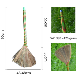 100% vadrouille en bois naturel balai à long manche coloré de haute qualité avec brosse de nettoyage à poussière - Product Image 5