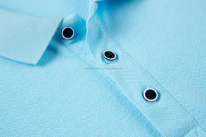 Polo en coton pas cher à la vente chaude avec un design à double perle en couleur unie Polo pour homme Col polo T-shirt - Product Image 5