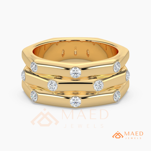 <b>Gold</b> Plated Diamond Stackable <b>Ring</b> <b>Set</b> for Women Bezel <b>Set</b> Multi Band Wedding <b>Ring</b> Minimal Fine Jewelry USA - Product Image 5