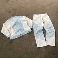 Setelan Olahraga Kasual Unisex Motif Paisley, Kemeja Kancing Lengan Panjang dan Celana, Bahan Katun Ringan untuk Musim Panas, Dewasa