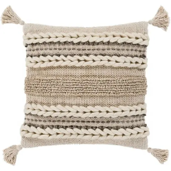 Housse de coussin tissée décorative Boho, taie d'oreiller avec pompons pour chambre à coucher, salon