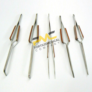 Juego de cinco pinzas médicas de acero inoxidable con cierre cruzado y punta recta curvada para joyería, manualidades y soldadura - Product Image 4