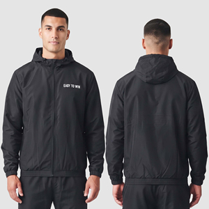 Men's Hooded Bomber Jacket Windproof Zipper Front Print Nylon Hoodie Autumn Outerwear 100% Waterproof Rain Wear Hooded Jacket - Product Image 1