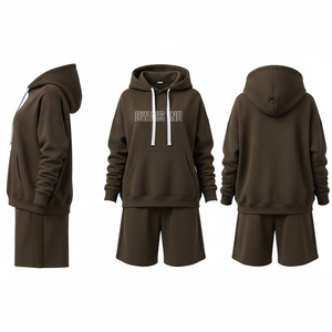 <b>Women</b> Yellow Hoodie Tracksuit Set 2 Piece <b>Long</b> Sleeve Letter Print Top <b>Shorts</b> Loose Sporty Outfit - Product Image 4