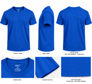 T-shirt tubulaire 100 % coton pour homme, col rond, manches courtes, bleu roi - Product Image 1