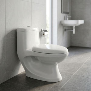 Inodoro de cerámica moderno de una pieza, montado en el suelo, con asiento de cierre suave para proyectos residenciales y hoteleros - Product Image 3