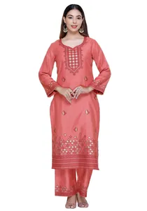 Ensemble de costume d'hiver pour femme Safaa Acro-Wool, tissu Salwar Kameez 3 pièces non coupé avec dupatta tissée lourde - Product Image 4