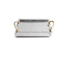 Vente en gros Plateau décoratif de luxe en aluminium Plateau de table à un niveau pour le service des aliments pour la cuisine - Product Image 4