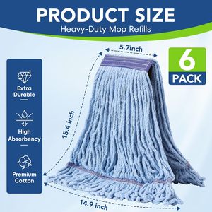 Balai à poussière professionnel en fil de coton durable, réutilisable, pour nettoyage de sols plats, avec essorage automatique et long manche en plastique – Vente en gros - Product Image 1