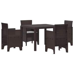 Juego de comedor de jardín de polipropileno marrón de 5 piezas - Product Image 1