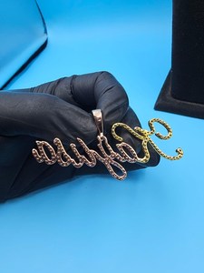 Colgante de Letra de Moissanita de Plata de Ley 925, Estilo Cursivo, Lujo, Bañado en Rodio, Joyería 3D Personalizada para Rapper Hip Hop - Product Image 5