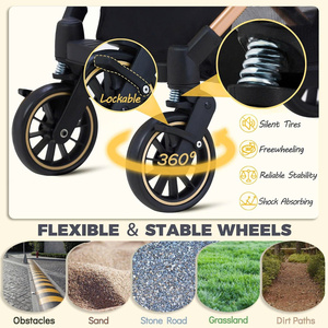 Poussette pliable pour animaux de compagnie pour petits chiens et chats avec système d'amortissement à 6 points, pliage à une touche et panier amovible - Product Image 5