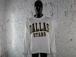 DALLAS STARS WHITE <b>Mock</b> <b>Neck</b> Sweatshirt 100% GREEN Applique Embroidery wide <b>neck</b> Sweatshirt Finer Threads - Product Image 2