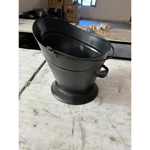 Heavy Duty Matte Black Iron <b>Coal</b> <b>Scuttle</b> With Polished <b>Brass</b> Handles Traditional Fireplace <b>Coal</b> Hod And Wood Pellet Storage - Product Image 6