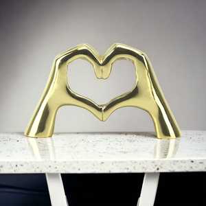 Golden Aluminum Heart Shape Sculpture Artistic Tabletop Decor for Living Room Valentine's Day Contemporary Design - Product Image 3
