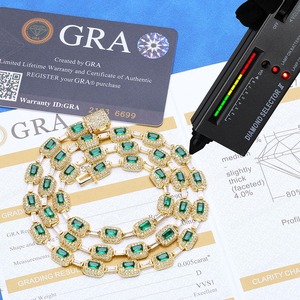 Moissanite Emerald Cut Halo Tennis Chain Iced Out Luxury Hip Hop <b>Statement</b> <b>Necklace</b> for Men - Product Image 6