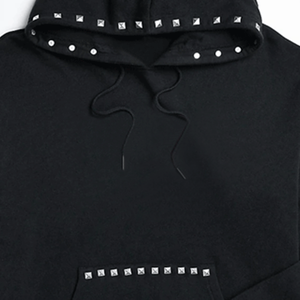 Premium Metal Stud Hoodie Custom Oversized <b>Pullover</b> Sweatshirt Heavyweight Cotton Streetwear Hoodie <b>For</b> <b>Men</b> Private Label Wholes - Product Image 3