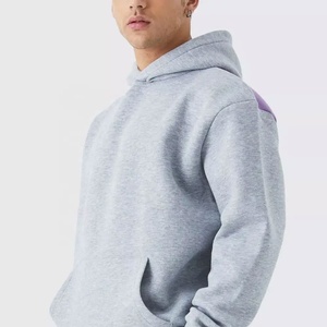 Sweat-shirt à capuche gris pour homme, couleur unie, en coton, manches longues, décontracté, avec cordon de serrage, poches latérales, vêtement d'automne - Product Image 3