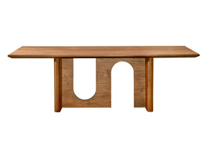 Modern Luxury Solid Teak Wood Dining Room Set <b>Arch</b> Table 4 Metal <b>Frame</b> Cushion Chairs Mid Century Kitchen Furniture - Product Image 3