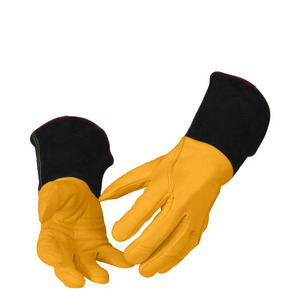 Gants de soudage TIG haute performance en cuir de chèvre et croûte de vache, résistants à l'abrasion, pour la lutte contre les incendies et la protection des mains et des bras lors du barbecue - Product Image 2