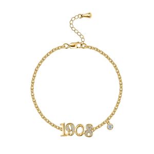 Bracelet tennis doré avec pendentif chiffre, élégant accessoire de bijouterie pour femmes et jeunes filles, idéal pour les fêtes et le quotidien - Product Image 1