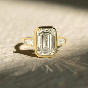 4CT Three Stone Prong Set Moissanite 925 <b>Silver</b> Rhodium Plated IGI Certified Engagement <b>Ring</b> <b>Solitaire</b> Wedding Promise <b>Ring</b> Side - Product Image 4