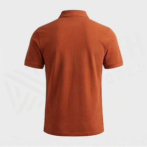 Men's Rust Short Sleeve <b>Polo</b> <b>Shirt</b> Knitted Regular Fit Solid Color Casual <b>Zip</b> Front Collar - Product Image 3