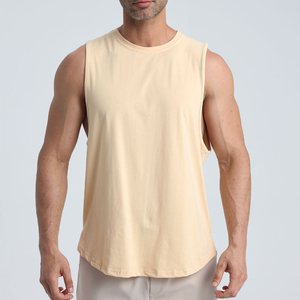 INTENTION SPORTS OEM Venta al por Mayor Chaleco Deportivo Transpirable 100% Algodón para Hombre, Chaleco Informal de Punto para Gimnasio, Talla Grande, Color Sólido, 160g - Product Image 1