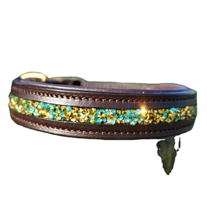 ปลอกคอสุนัขหนังทำด้วยมือคุณภาพเยี่ยมพร้อมคริสตัลหินและผู้ค้าส่งเบาะนุ่มและผู้ผลิต - Product Image 1