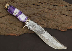 Cuchillo de caza de acero de Damasco hecho a mano de la mejor marca, con mango de resina y latón, el mejor cuchillo Bowie de hoja fija coleccionable, cuchillo de supervivencia. - Product Image 2