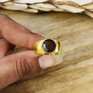 Fashionable Latest Garnet Brass <b>Ring</b> 18k Gold Plated Vintage Chunky <b>Ring</b> Wholesale <b>Ring</b> For Women Solitaire <b>Statement</b> <b>Ring</b> - Product Image 6