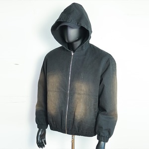 Sweat à capuche court de luxe personnalisé pour homme, style Hip Hop, coupe oversize, 100% Coton respirant, épaules tombantes, coupe carrée, uni - Product Image 6